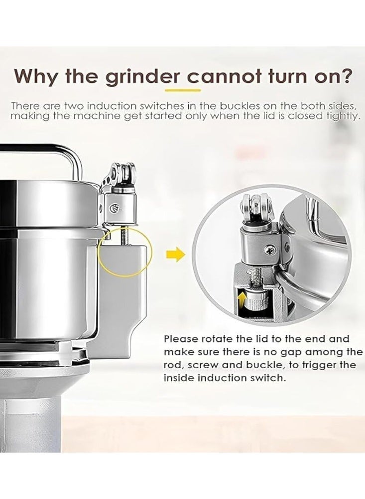 Professional Electric Spice Grinder – 250g Capacity, Stainless Steel Blades, Dry & Wet Grinding for Masala, Coffee Beans & Herbs – 30s Fine Powder Maker - Image 3