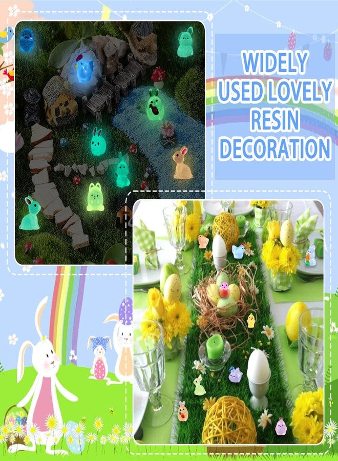 DULEFUN 50pcs Easter Luminous Mini Resin Figures, Little Small Easter Glow in The Dark Bunny Miniature Rabbit Chick Figurines for Dollhouse Micro Garden Landscape Decoration Egg Fillers Party Favors - Image 3