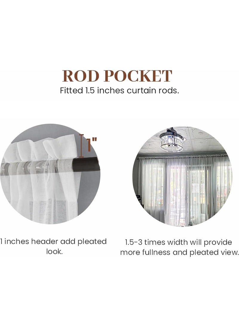 Dreaming Casa Solid Sheer Curtains White Rod Pocket Voile Draperies 84 Inches Long for Living Room 52" W x 84" L 2 Panels - Image 3