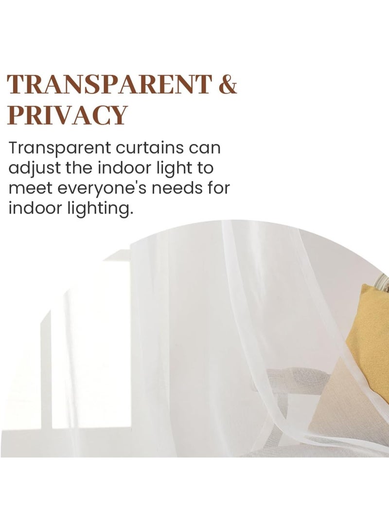 Dreaming Casa Solid Sheer Curtains White Rod Pocket Voile Draperies 84 Inches Long for Living Room 52" W x 84" L 2 Panels - Image 2