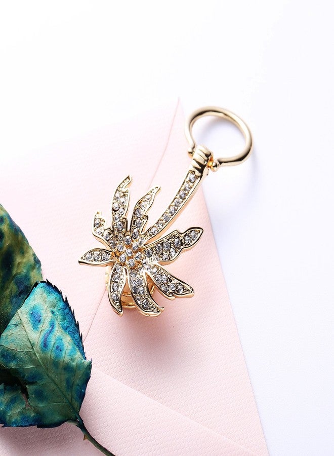 نوماندا حامل نظارات نباتي أنيق من نوماندا، دبوس بروش فريد من نوعه على شكل شجرة جوز الهند الخضراء الكريستالية، مناسب للعطلات الاستوائية (ذهبي وردي) - Image 3