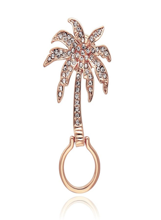 نوماندا حامل نظارات نباتي أنيق من نوماندا، دبوس بروش فريد من نوعه على شكل شجرة جوز الهند الخضراء الكريستالية، مناسب للعطلات الاستوائية (ذهبي وردي) - Image 1