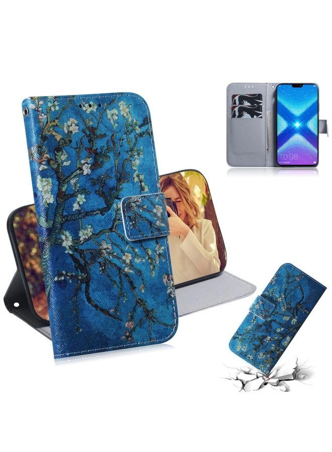 Case Cover Apricot Flower Pattern Coloured Drawing Horizontal Flip Leather Case for Huawei Honor 8X, with Holder & Card Slots & Wallet