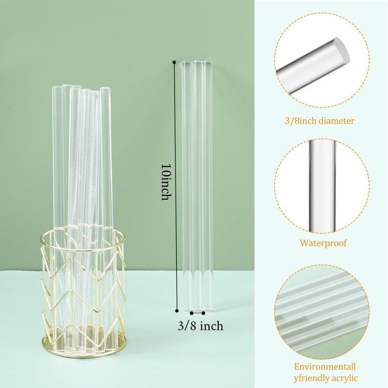 Nuenen 12 Pieces 12 Pieces 10 Inch Clear Acrylic Rod 3/8 Inch Diameter Round Acrylic Plastic Rods Cake Dowels for Cake Toppers, Candy, DIY Crafts, Dessert, Wedding - Image 2