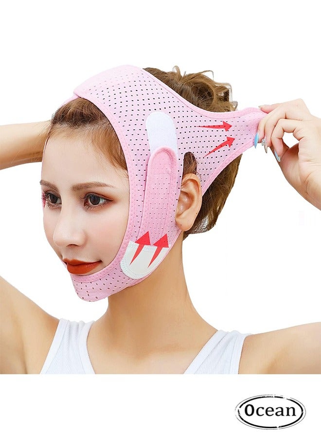Double Chin Reducer, Face Slimming Strap, V-Shaped Mask Chin up Face Lifting Belt for Women, Anti- Wrinkle Face Mask for Double Chin and Face Skin, Lifting Bandage for Saggy Face Skin Reusable - Image 1