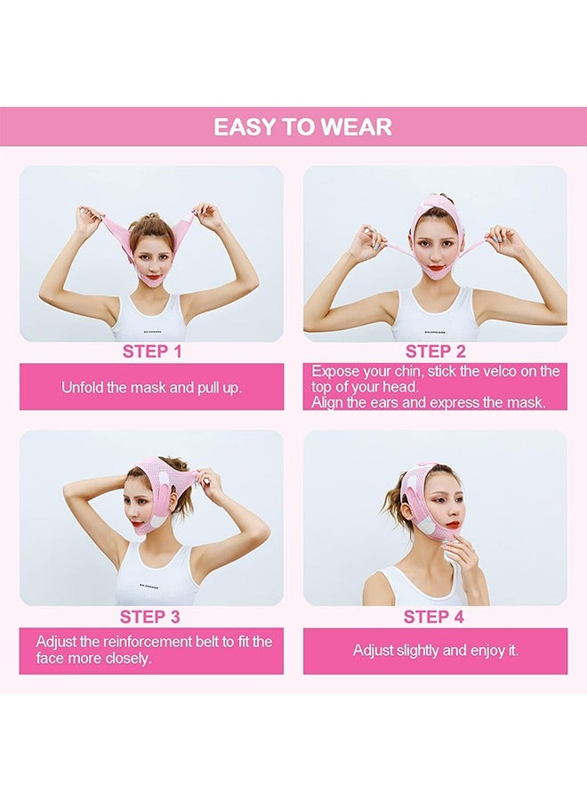 Double Chin Reducer, Face Slimming Strap, V-Shaped Mask Chin up Face Lifting Belt for Women, Anti- Wrinkle Face Mask for Double Chin and Face Skin, Lifting Bandage for Saggy Face Skin Reusable - Image 5