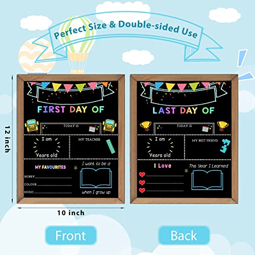 Aigybobo First & Last Day of School Chalk Board,10 x 12‘’ Double Sided Back to School Sign, Reusable Wooden 1st Day School Chalkboard of Preschool/Kindergarten/First Grade Photo Props for Kids (Bunting Style) - Image 4
