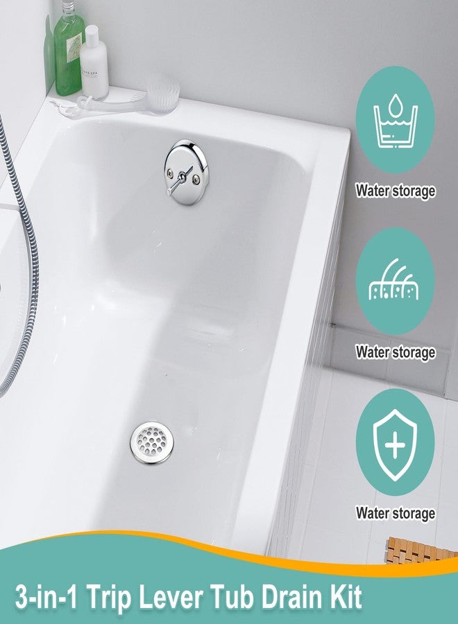 Coolfell Bathtub Drain Linkage Replacement with Trip Lever Linkage and Faceplate, Strainer Cover, Tub Drain Kit for Trip Lever Bath Tub Waste and Overflow Drain, Chrome - Image 4