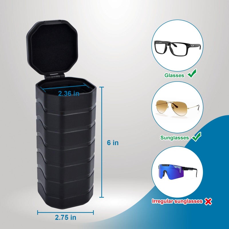 iGuerburn iGuerburn Large Sunglasses Case Hard Shell, Indestructible Travel Glasses Case Waterproof Eyeglasses Tube Case for Oakley (Black)  - Image 2
