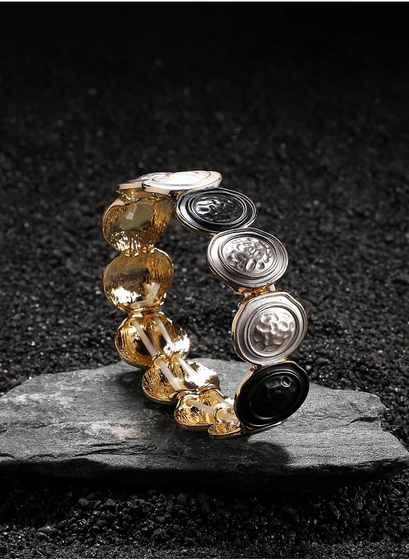 SOHI Black & Textured Circles Bracelet
