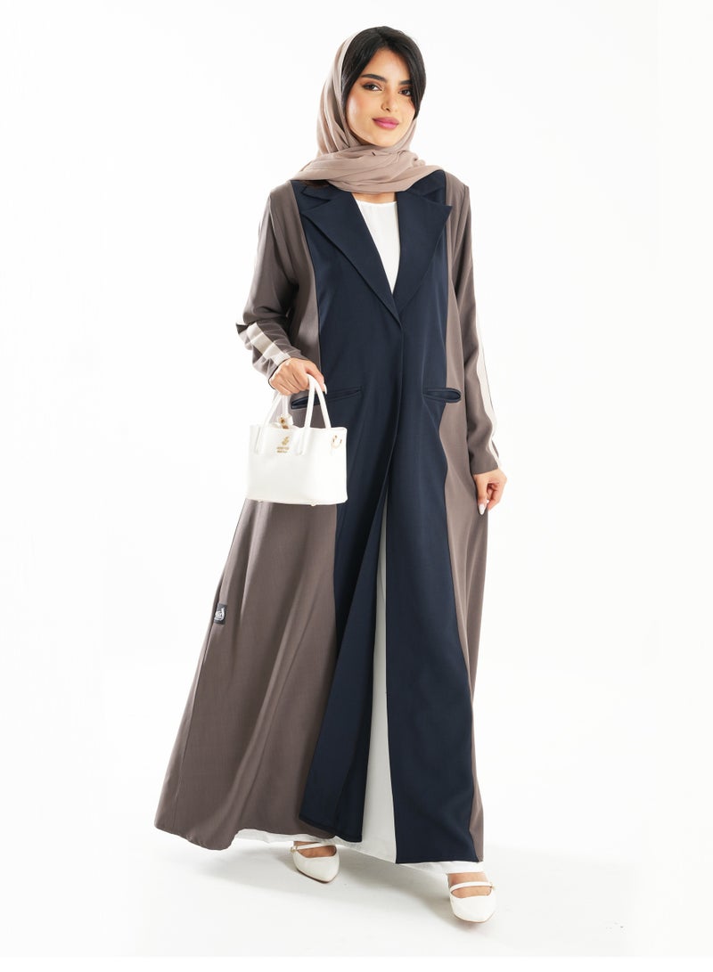 Rosette Abaya Formal Blazer Block Color Abaya With pocket - Image 1