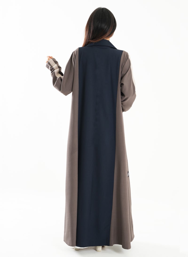 Rosette Abaya Formal Blazer Block Color Abaya With pocket - Image 5