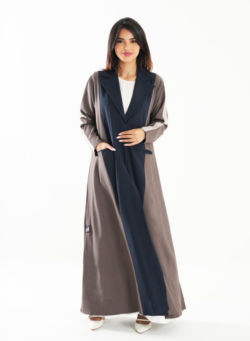 Rosette Abaya Formal Blazer Block Color Abaya With pocket - Image 2