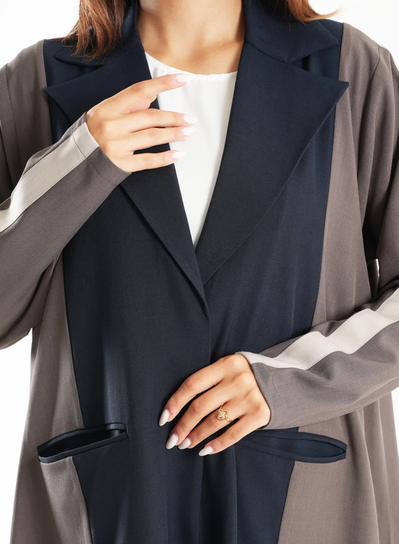 Rosette Abaya Formal Blazer Block Color Abaya