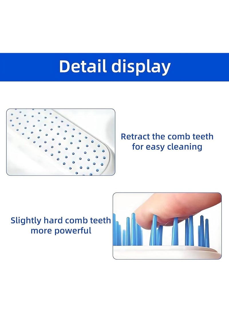 فرشاة شعر مبتكرة ذاتية التنظيف بتصميم دوار رافع - مشط تصفيف عملي مضاد للكهرباء الساكنة مع تدليك لفروة الرأس - يفك تشابك الشعر وينعمه بسهولة - 3 قطع متعددة الألوان - Image 5