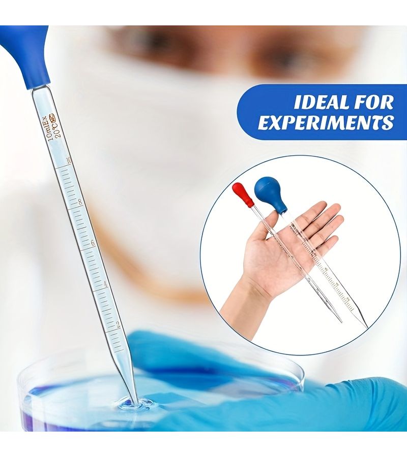 Glass Pipettes Graduated Droppers 1 Set For Medical Liquid Transfers - Image 1