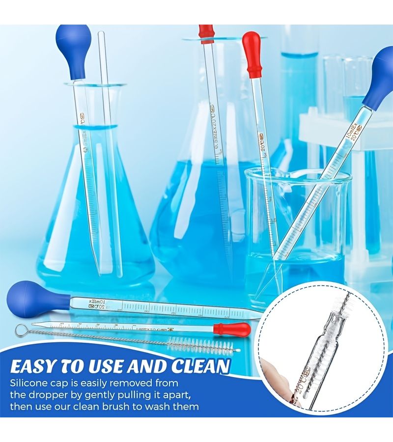 Glass Pipettes Graduated Droppers 1 Set For Medical Liquid Transfers - Image 3