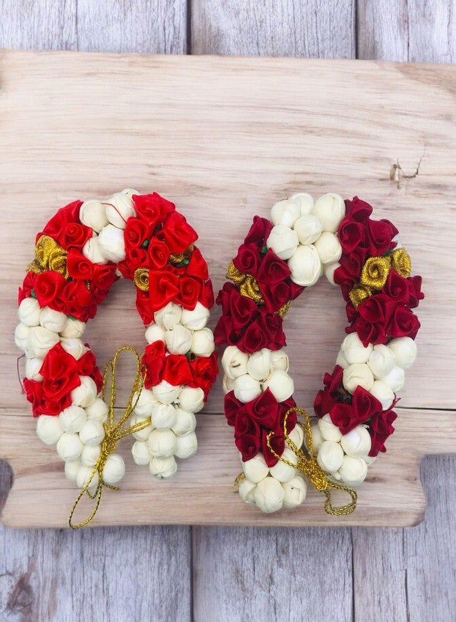 AROOMAN™ Bridal Hair Artificial Flower Mogra Gajra/Bun For Women/Grils (Wedding,Party) Pack-02, Multicolor - Image 3