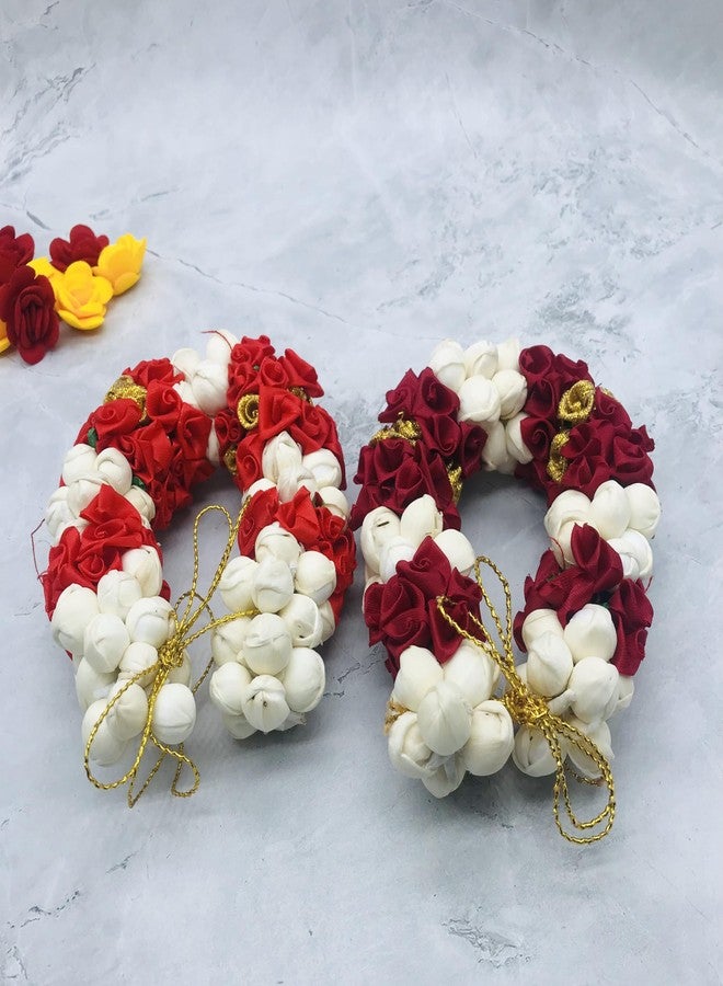 AROOMAN™ Bridal Hair Artificial Flower Mogra Gajra/Bun For Women/Grils (Wedding,Party) Pack-02, Multicolor - Image 4