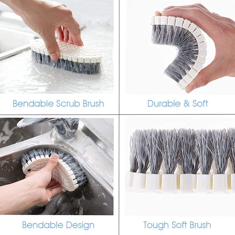 HASTHIP HASTHIP® Set of 4 Bathroom Cleaning Brush, Toilet Cleaning Brush, Toilet Brush Shoe Scrub Brushes Set for Floor Tiles Kitchen Bathroom Cleaning Brush(Hanging Design) - Image 5