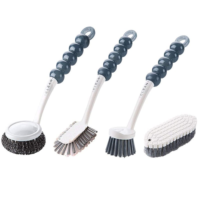 HASTHIP HASTHIP® Set of 4 Bathroom Cleaning Brush, Toilet Cleaning Brush, Toilet Brush Shoe Scrub Brushes Set for Floor Tiles Kitchen Bathroom Cleaning Brush(Hanging Design) - Image 1