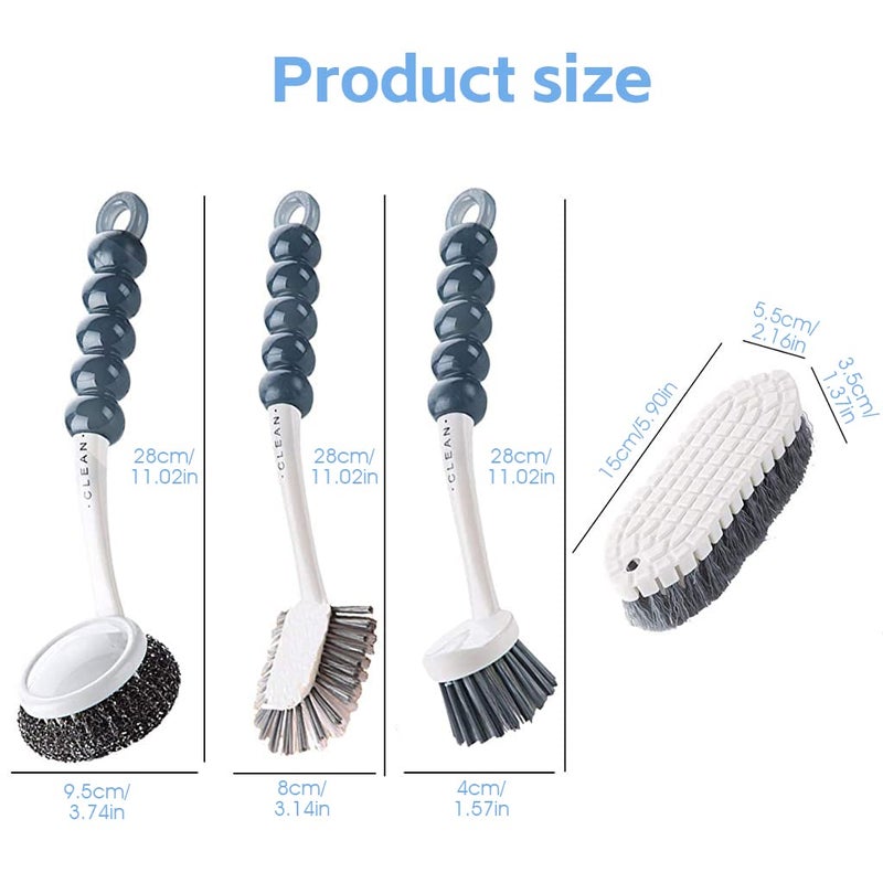 HASTHIP HASTHIP® Set of 4 Bathroom Cleaning Brush, Toilet Cleaning Brush, Toilet Brush Shoe Scrub Brushes Set for Floor Tiles Kitchen Bathroom Cleaning Brush(Hanging Design) - Image 2