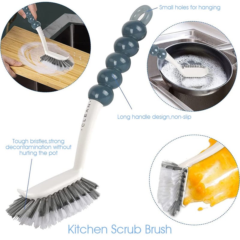 HASTHIP HASTHIP® Set of 4 Bathroom Cleaning Brush, Toilet Cleaning Brush, Toilet Brush Shoe Scrub Brushes Set for Floor Tiles Kitchen Bathroom Cleaning Brush(Hanging Design) - Image 3