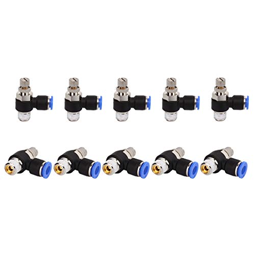 SNS 38Tube OD x 18 NPT 90 Degree Elbow Air Flow Control Valve Push To Connect Fitting Speed Control Valve10 PCS JSC38N01 - Image 1