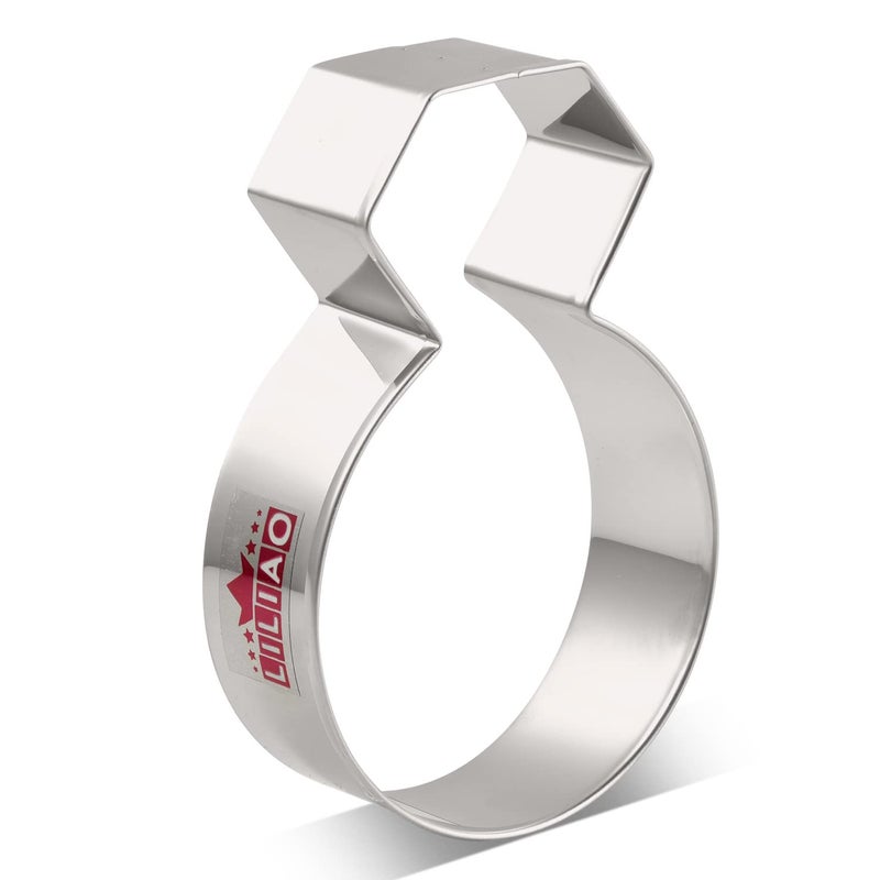 LILIAO Diamond Ring Cookie Cutter for Wedding/Engagement - 2.8 x 4 inches - Stainless Steel - Image 1