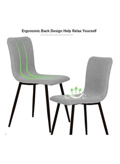 Mahmayi Mahmayi HYDC058 Fabric Cushion Grey Dining Chair for Kitchen, Living Room - Pack of 4  - Image 5
