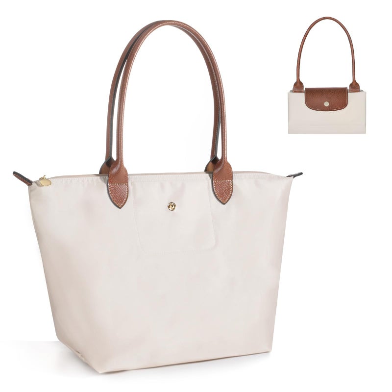 BEFSN MediumWork Tote Bag For Women: Beige For 13-15" Laptop Foldable Lightweight - For Office Professionals College Students Aged 25-48 - Commute Travel - Image 1