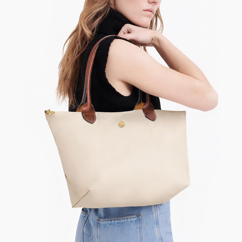 BEFSN MediumWork Tote Bag For Women: Beige For 13-15" Laptop Foldable Lightweight - For Office Professionals College Students Aged 25-48 - Commute Travel - Image 2