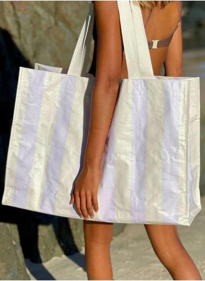 SUNNY LIFE Carryall Beach Bag Rio Sun Pastel Lilac Stripe