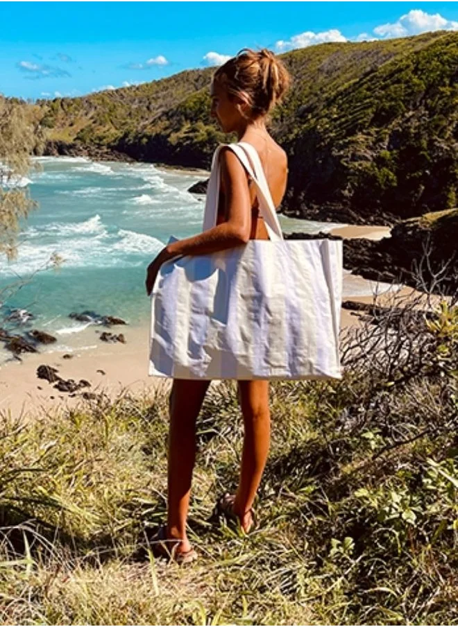 SUNNY LIFE Carryall Beach Bag Rio Sun Pastel Lilac Stripe