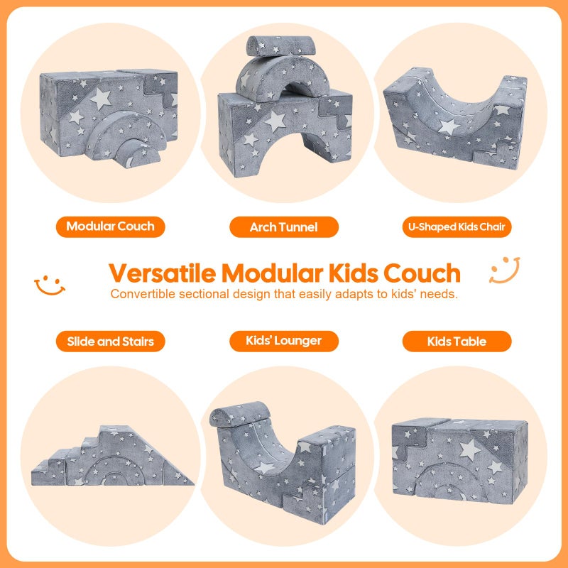 MeMoreCool Toddler Foam Climbing Couch â€“ Modular Kids Sofa with Slide & Stairs | Convertible Sectional Play Couch for Babies & Toddlers, Glowâ€‘inâ€‘theâ€‘Dark Stars, Soft Foam Playroom Furniture - Image 2