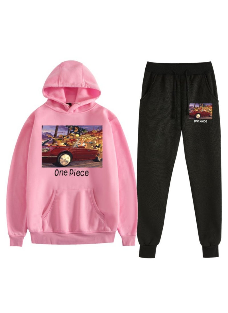 KUYING New One Piece Casual Loose Hooded Sweatshirt And Pants Set  - Image 1