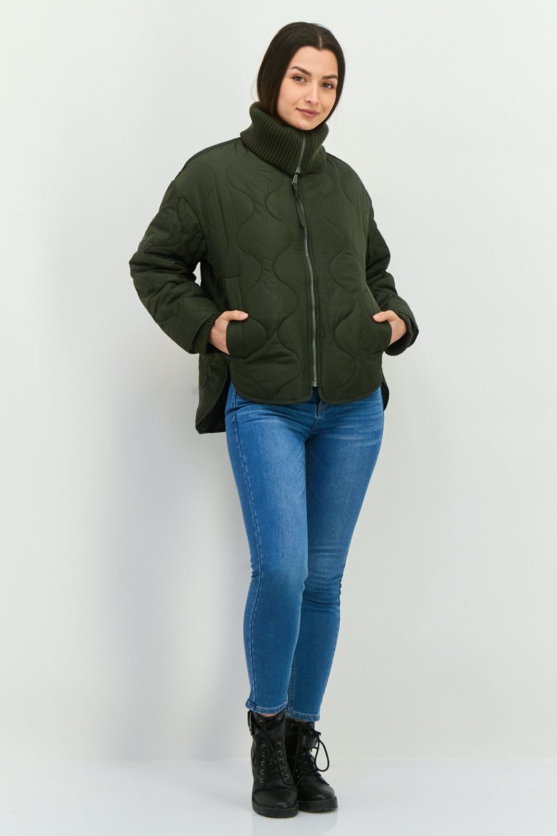 BCBGeneration Women Quilted Puffer Jacket, Olive - Image 4