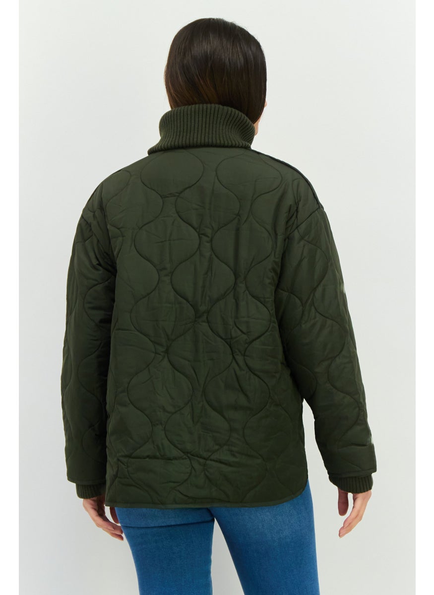 BCBGeneration Women Quilted Puffer Jacket, Olive  - Image 3