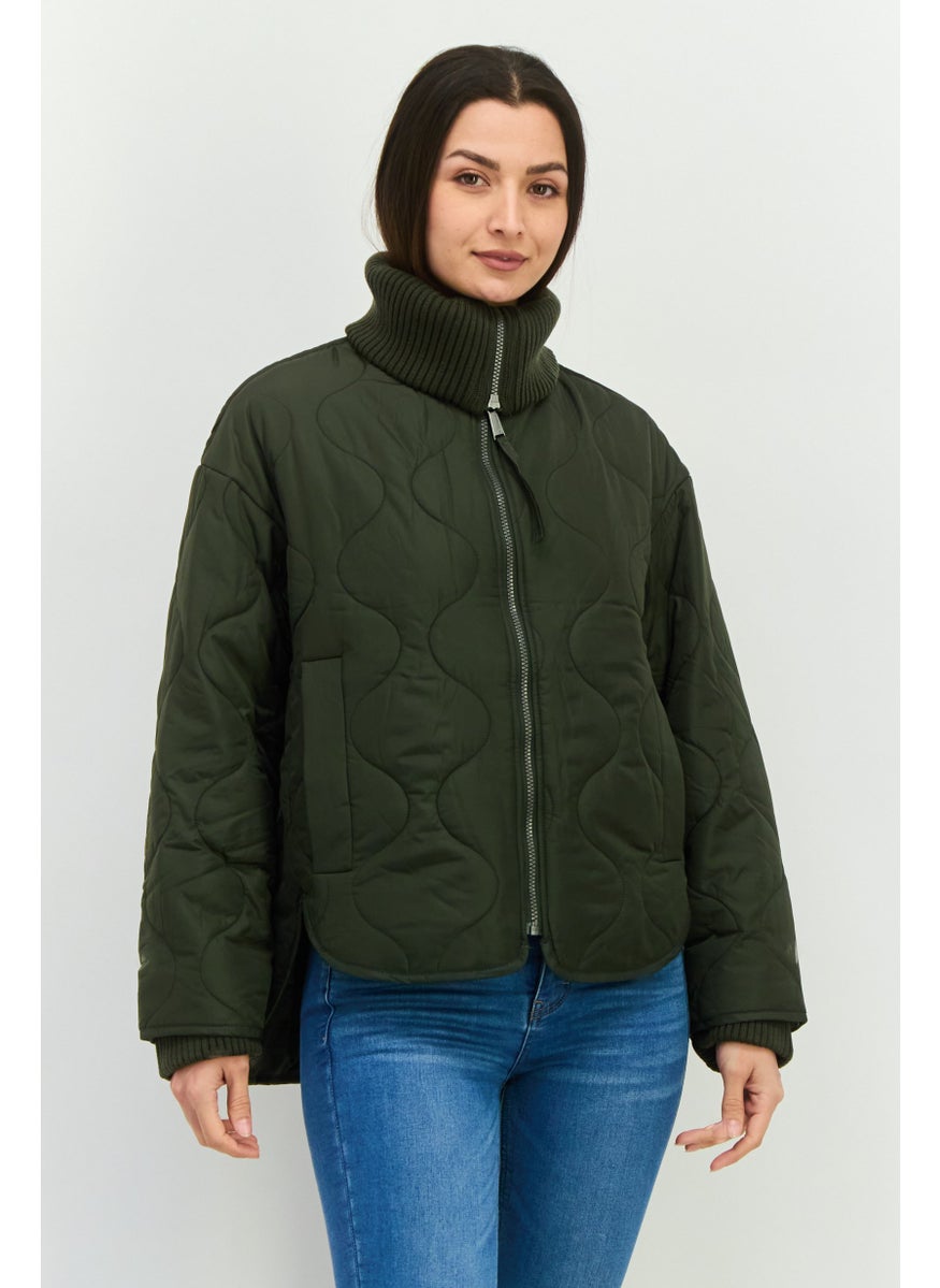 BCBGeneration Women Quilted Puffer Jacket, Olive  - Image 1