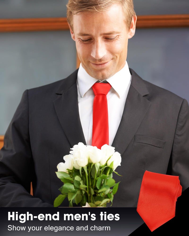 Cuffbow 12 Pcs Men's Tie Bulk Groomsman 3.15'' Formal Necktie for Wedding Business (Red) - Image 5