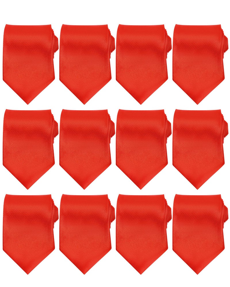 Cuffbow 12 Pcs Men's Tie Bulk Groomsman 3.15'' Formal Necktie for Wedding Business (Red) - Image 1
