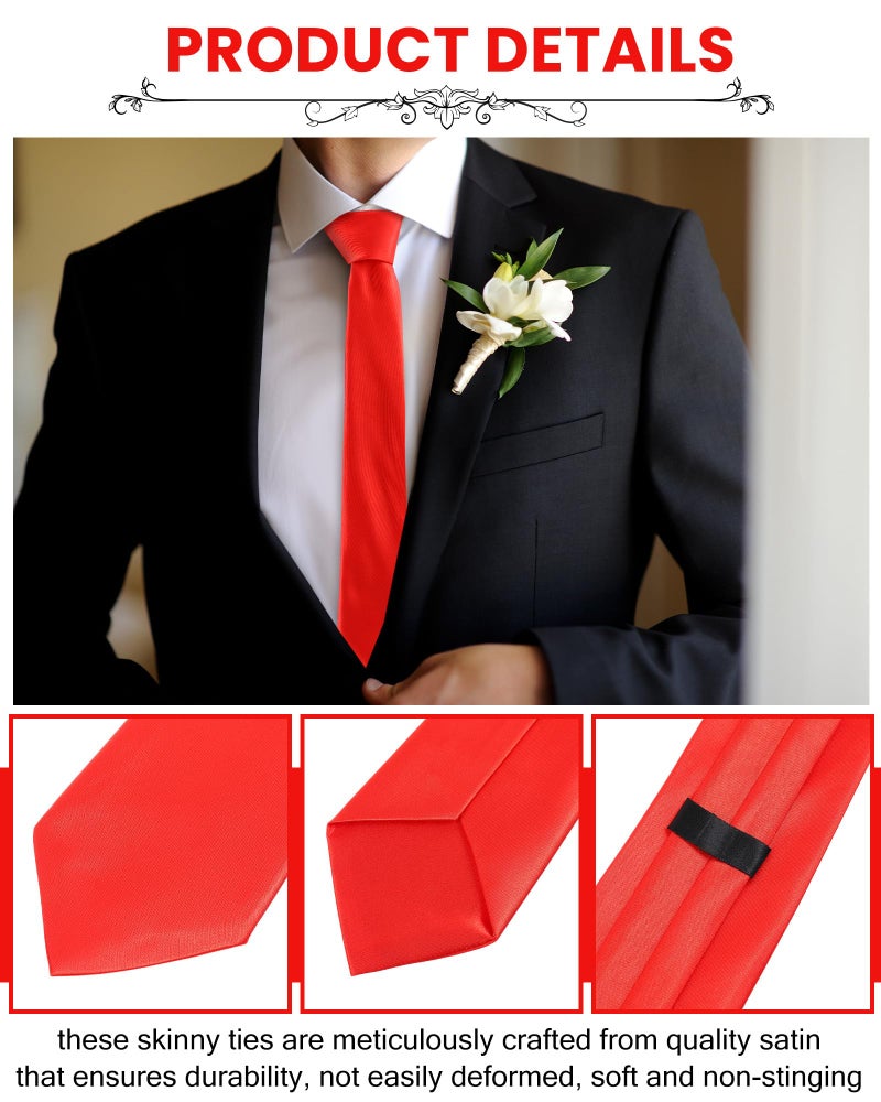 Cuffbow 12 Pcs Men's Tie Bulk Groomsman 3.15'' Formal Necktie for Wedding Business (Red) - Image 3