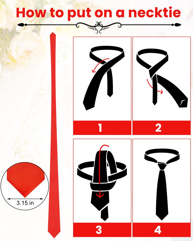 Cuffbow 12 Pcs Men's Tie Bulk Groomsman 3.15'' Formal Necktie for Wedding Business (Red) - Image 2