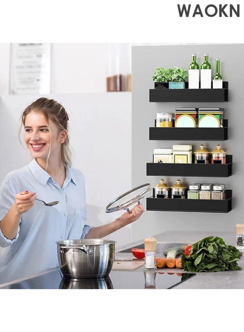 WAOKN Magnetic Spice Rack Organizer for Refrigerator Kitchen Shelf Generous Storage Space Fridge Storage Racks for Seasonings and Miscellaneous Items Easy Arrangement Without Hooks - Image 4