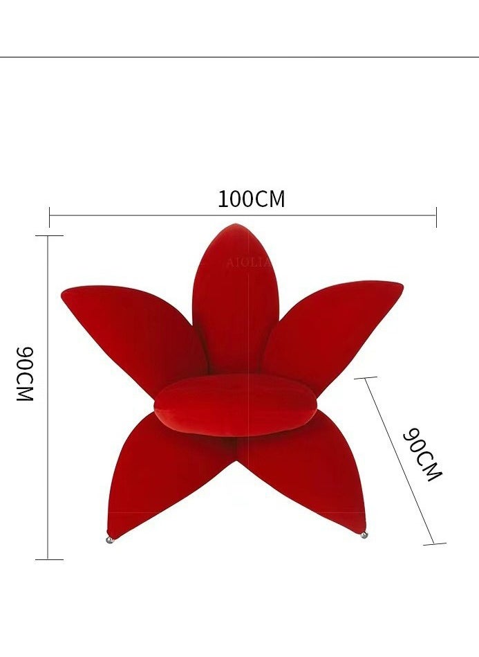 Generic - Red Velvet Armchair Lounge Chair featuring Flower Design for Dining in Home or Hotel Living Room Sofa - Image 1