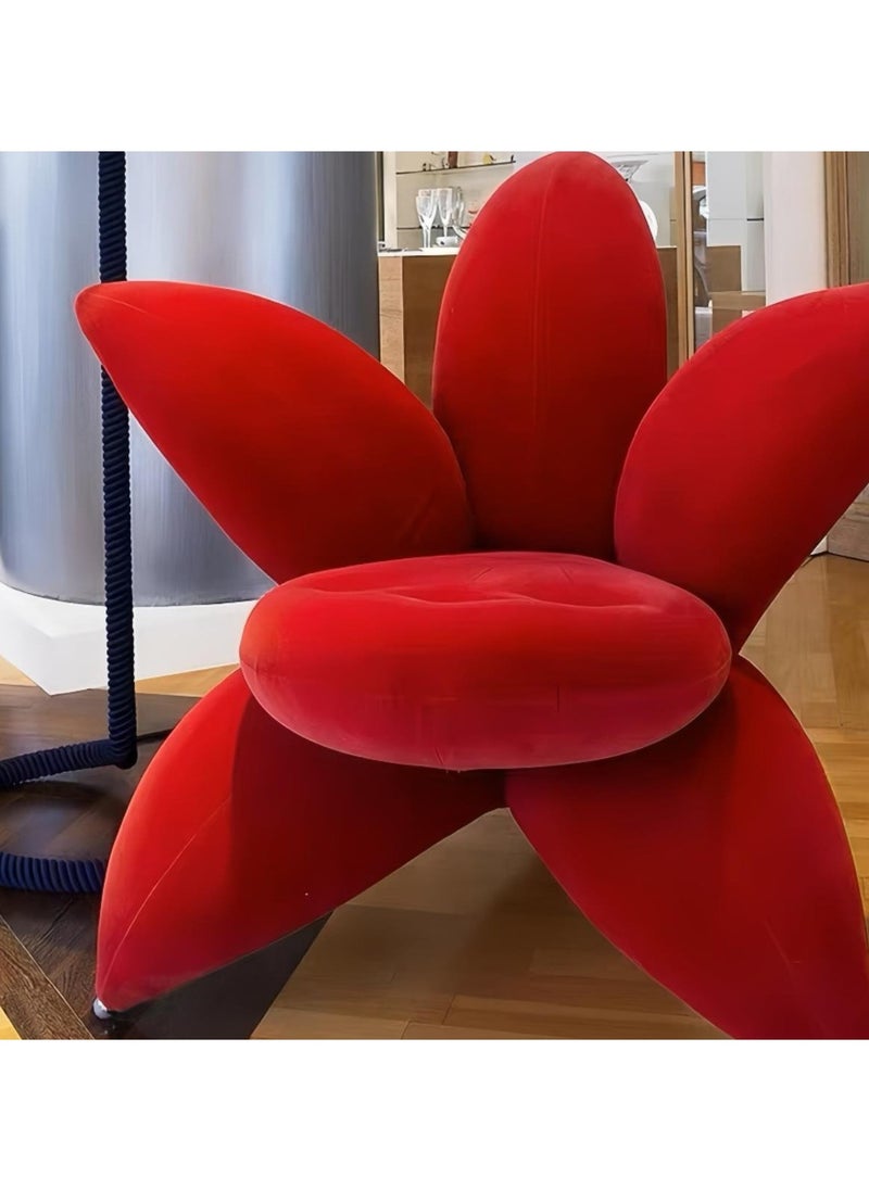 Generic - Red Velvet Armchair Lounge Chair featuring Flower Design for Dining in Home or Hotel Living Room Sofa - Image 1