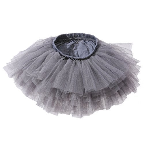 elamccor Baby Girls' Tutu Skirt Toddler 6 Layered Tulle Tutus 1-8T Grey - Image 3