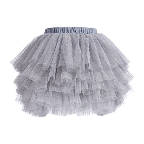 elamccor Baby Girls' Tutu Skirt Toddler 6 Layered Tulle Tutus 1-8T Grey - Image 1