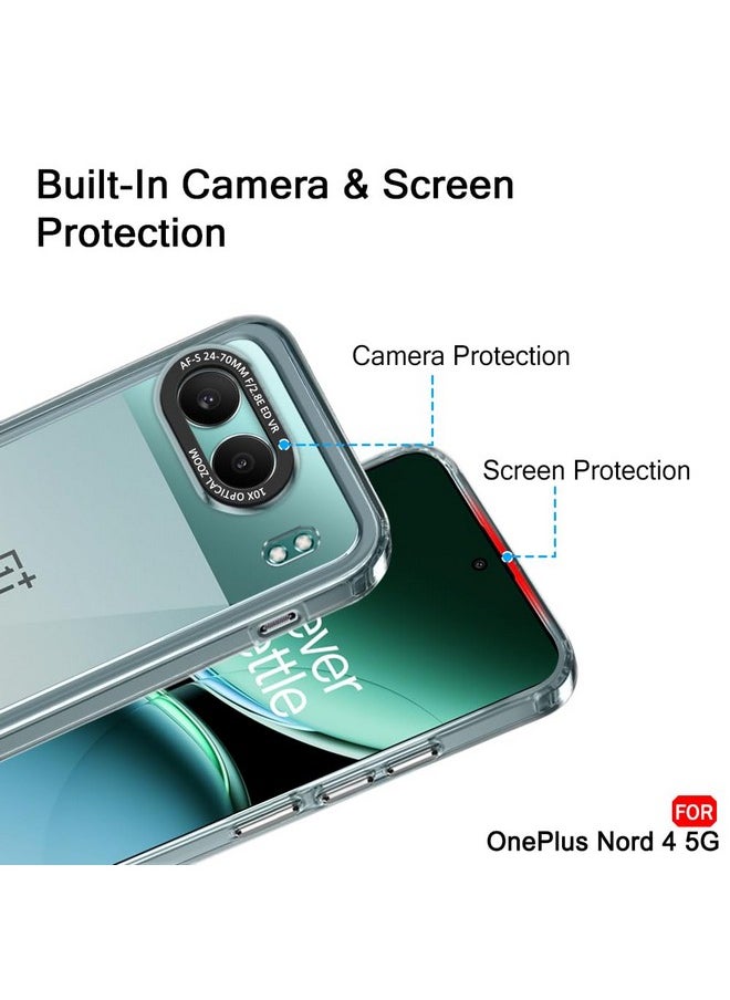 ذا جيفت كارت جراب خلفي مقاوم للصدمات من TheGiftKart لهاتف OnePlus Nord 4 5G | إطار كاميرا أنيق | أزرار مطلية بالكهرباء | جراب خلفي صلب شفاف للغاية لهاتف OnePlus Nord 4 5G (TPU & PC، مصد شفاف)  - Image 5