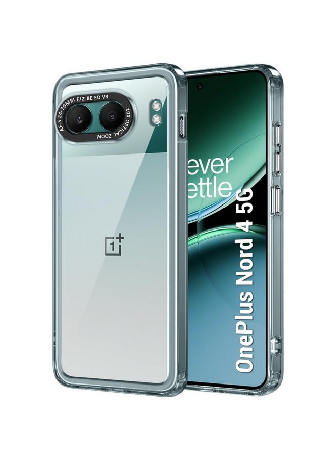 ذا جيفت كارت جراب خلفي مقاوم للصدمات من TheGiftKart لهاتف OnePlus Nord 4 5G | إطار كاميرا أنيق | أزرار مطلية بالكهرباء | جراب خلفي صلب شفاف للغاية لهاتف OnePlus Nord 4 5G (TPU & PC، مصد شفاف)  - Image 1
